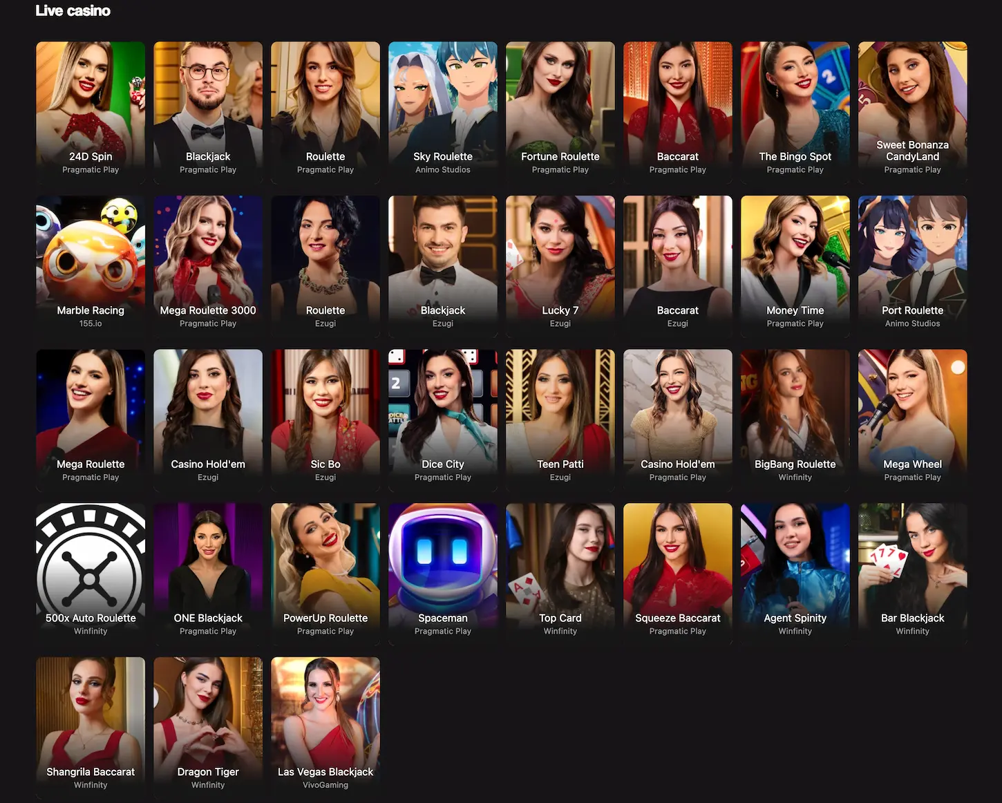 Betninja Casino live games banner