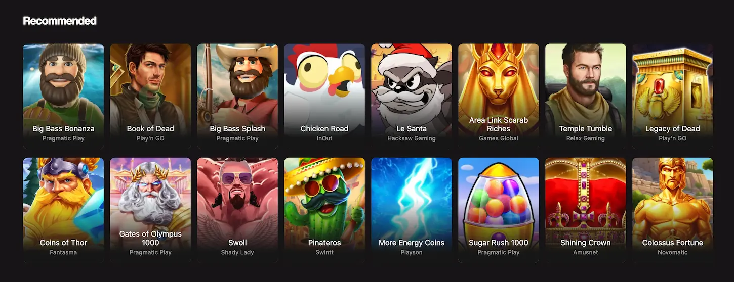 Betninja Casino recommended slots banner